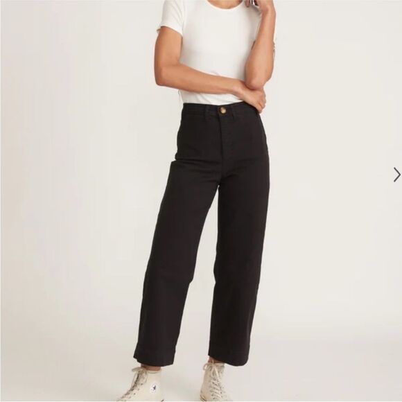 MARINE LAYER Size 12 Black Bridget Wide Leg Crop Relaxed Pants - Picture 1 of 5